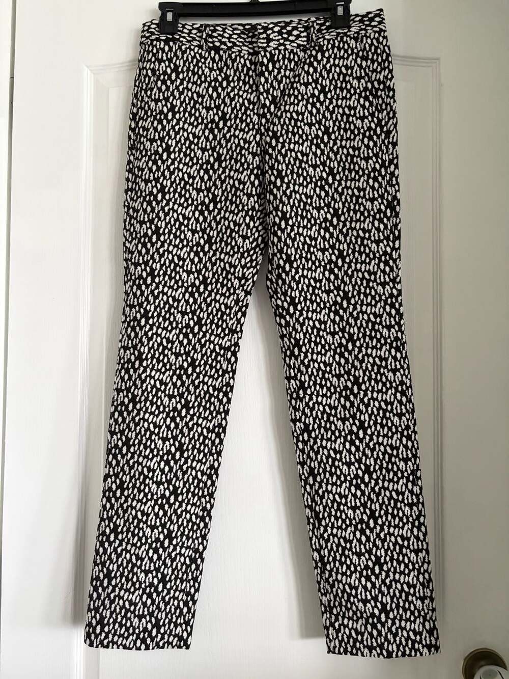 Banana Republic Black White Abstract Leopard Animal Jacquard Pants Size 0